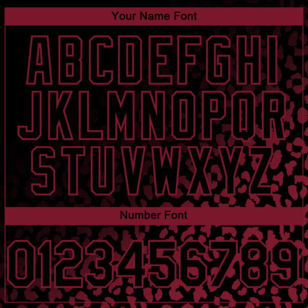 Custom Black Crimson 3D Pattern Design Leopard Print Fade Fashion Authentic Baseball Jersey