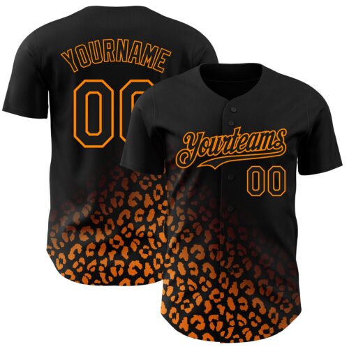 3DPattern2929 Custom Black Bay Orange 3D Pattern Design Leopard Print Fade Fashion Authentic Baseball Jersey