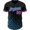 Custom Black Pink-Sky Blue 3D Pattern Design Leopard Print Fade Fashion Authentic Baseball Jersey