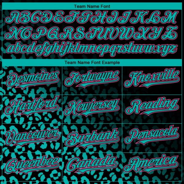 Custom Black Pink-Aqua 3D Pattern Design Leopard Print Fade Fashion Authentic Baseball Jersey