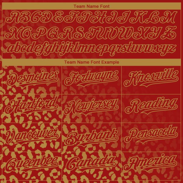 Custom Red Old Gold 3D Pattern Design Leopard Print Fade Fashion Authentic Baseball Jersey
