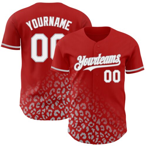 3DPattern2943 Custom Red White-Gray 3D Pattern Design Leopard Print Fade Fashion Authentic Baseball Jersey