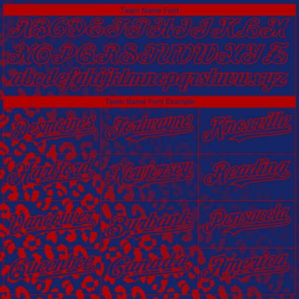 Custom Royal Red 3D Pattern Design Leopard Print Fade Fashion Authentic Baseball Jersey