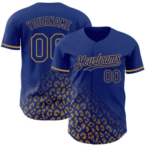3DPattern2948 Custom Royal Old Gold 3D Pattern Design Leopard Print Fade Fashion Authentic Baseball Jersey
