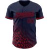 Custom Navy Red 3D Pattern Design Leopard Print Fade Fashion Authentic Baseball Jersey