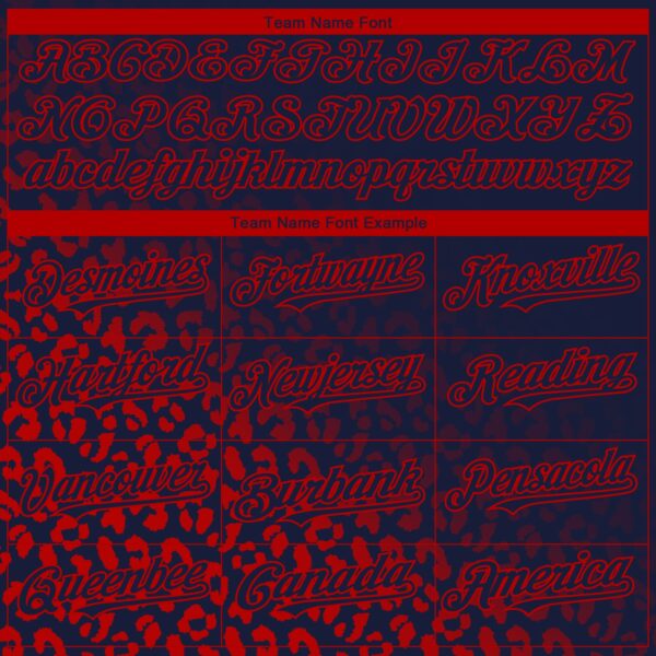 Custom Navy Red 3D Pattern Design Leopard Print Fade Fashion Authentic Baseball Jersey