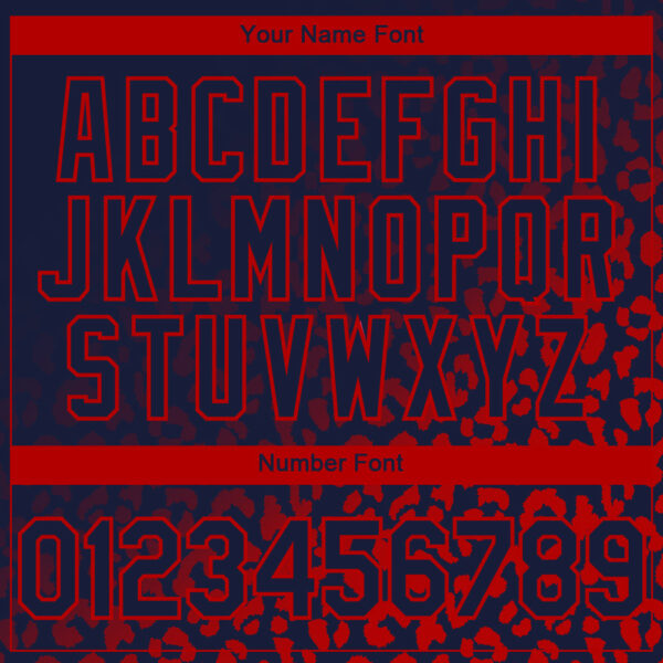 Custom Navy Red 3D Pattern Design Leopard Print Fade Fashion Authentic Baseball Jersey