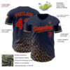 Custom Navy Red-Old Gold 3D Pattern Design Leopard Print Fade Fashion Authentic Baseball Jersey