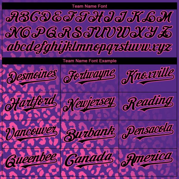 Custom Purple Black-Pink 3D Pattern Design Leopard Print Fade Fashion Authentic Baseball Jersey