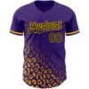 Custom Purple Black-Gold 3D Pattern Design Leopard Print Fade Fashion Authentic Baseball Jersey