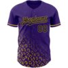 Custom Purple Black-Old Gold 3D Pattern Design Leopard Print Fade Fashion Authentic Baseball Jersey