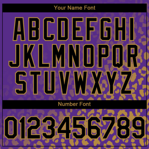 Custom Purple Black-Old Gold 3D Pattern Design Leopard Print Fade Fashion Authentic Baseball Jersey