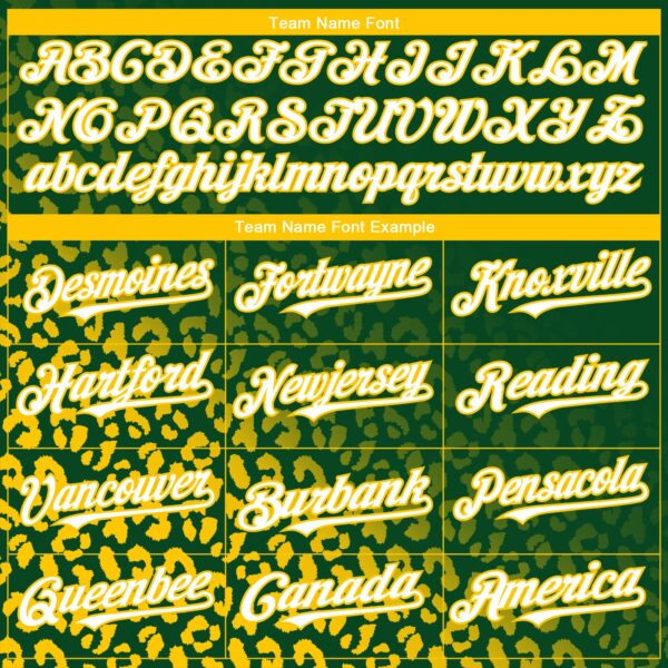 Custom Kelly Green White-Yellow 3D Pattern Design Leopard Print Fade Fashion Authentic Baseball Jersey