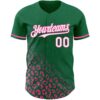 Custom Kelly Green White-Pink 3D Pattern Design Leopard Print Fade Fashion Authentic Baseball Jersey