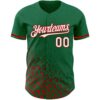Custom Kelly Green White-Red 3D Pattern Design Leopard Print Fade Fashion Authentic Baseball Jersey