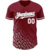 Custom Crimson White-Gray 3D Pattern Design Leopard Print Fade Fashion Authentic Baseball Jersey