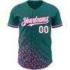 Custom Teal White-Pink 3D Pattern Design Leopard Print Fade Fashion Authentic Baseball Jersey