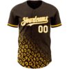Custom Brown White-Gold 3D Pattern Design Leopard Print Fade Fashion Authentic Baseball Jersey
