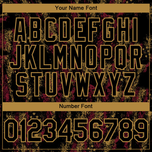 Custom Black Old Gold 3D American Flag Skull Patriotic Authentic Baseball Jersey