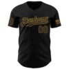 Custom Black Old Gold 3D American Flag Skull Patriotic Authentic Baseball Jersey