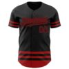 Custom Black Red Line Authentic Baseball Jersey
