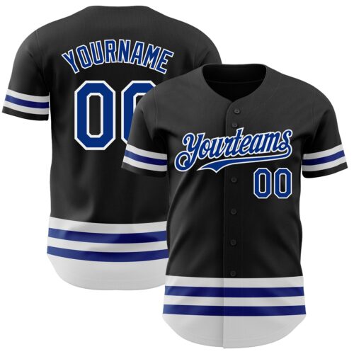 3DPattern3093 Custom Black Royal-White Line Authentic Baseball Jersey