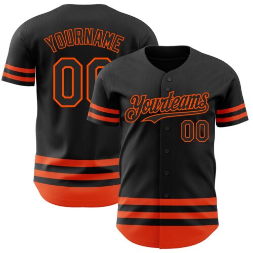 3DPattern3094 Custom Black Orange Line Authentic Baseball Jersey