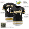 Custom Black White-Old Gold Line Authentic Baseball Jersey