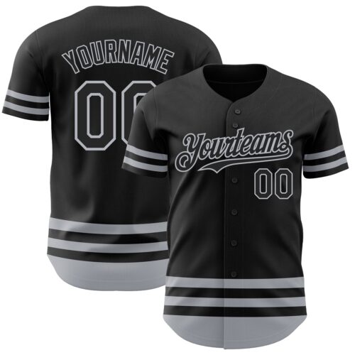 3DPattern3100 Custom Black Gray Line Authentic Baseball Jersey