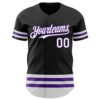 Custom Black White-Purple Line Authentic Baseball Jersey