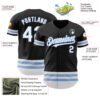 Custom Black White-Light Blue Line Authentic Baseball Jersey