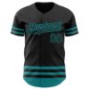 Custom Black Teal Line Authentic Baseball Jersey