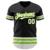 Custom Black White-Neon Green Line Authentic Baseball Jersey