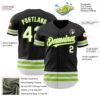 Custom Black White-Neon Green Line Authentic Baseball Jersey
