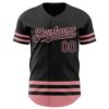 Custom Black Medium Pink Line Authentic Baseball Jersey