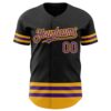 Custom Black Purple-Gold Line Authentic Baseball Jersey