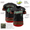 Custom Black Kelly Green-Red Line Authentic Baseball Jersey