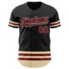 Custom Black Crimson-Cream Line Authentic Baseball Jersey