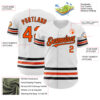 Custom White Orange-Black Line Authentic Baseball Jersey