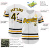 Custom White Black-Gold Line Authentic Baseball Jersey