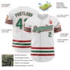Custom White Kelly Green-Red Line Authentic Baseball Jersey