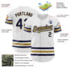 Custom White Navy-Old Gold Line Authentic Baseball Jersey