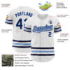Custom White Navy-Light Blue Line Authentic Baseball Jersey