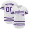 Custom White Purple-Gray Line Authentic Baseball Jersey