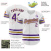 Custom White Purple-Old Gold Line Authentic Baseball Jersey