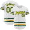 Custom White Kelly Green-Gold Line Authentic Baseball Jersey