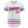 Custom White Pink Black-Light Blue Line Authentic Baseball Jersey