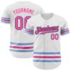 Custom White Pink Black-Light Blue Line Authentic Baseball Jersey