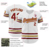Custom White Crimson-Old Gold Line Authentic Baseball Jersey