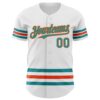 Custom White Teal-Orange Line Authentic Baseball Jersey